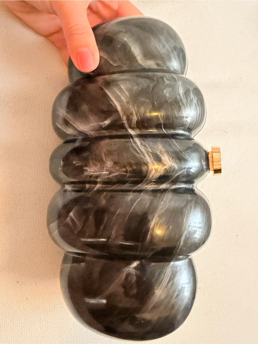 Black Marbled Resin Bubble Clutch